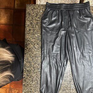 Express Faux Leather Joggers Womens Medium Black High Rise Stretch Waistband